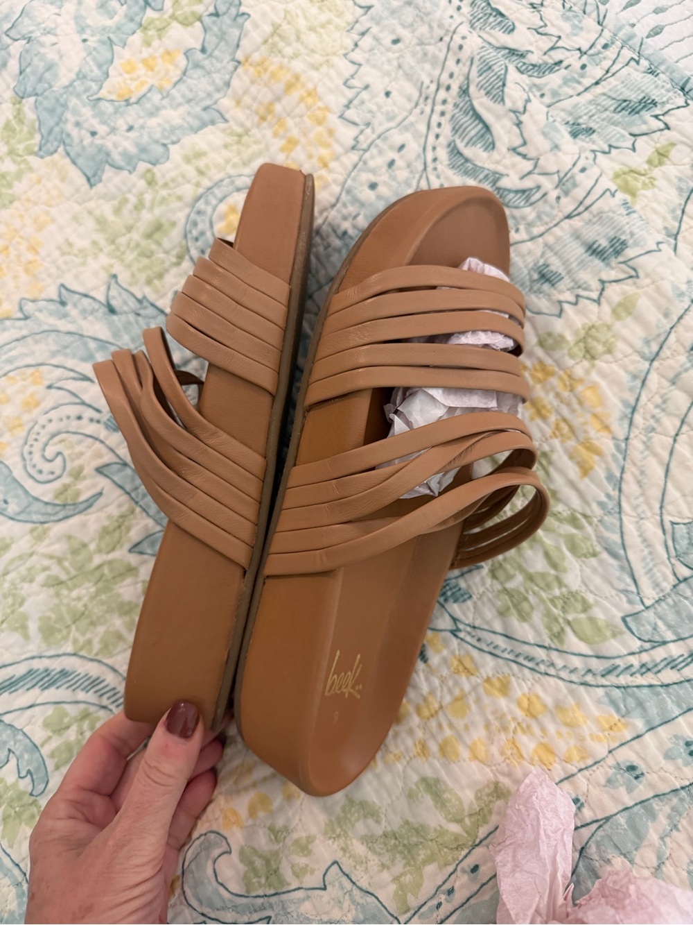 Beek Strappy Tan Slide Sandal, size 9 EUC - Picture 6 of 7